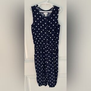 Girls Navy Polka Dot Sleeveless Dress